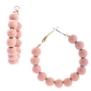 SAACHI Anthropologie NEW Pink Wood Beaded Hoop Earrings